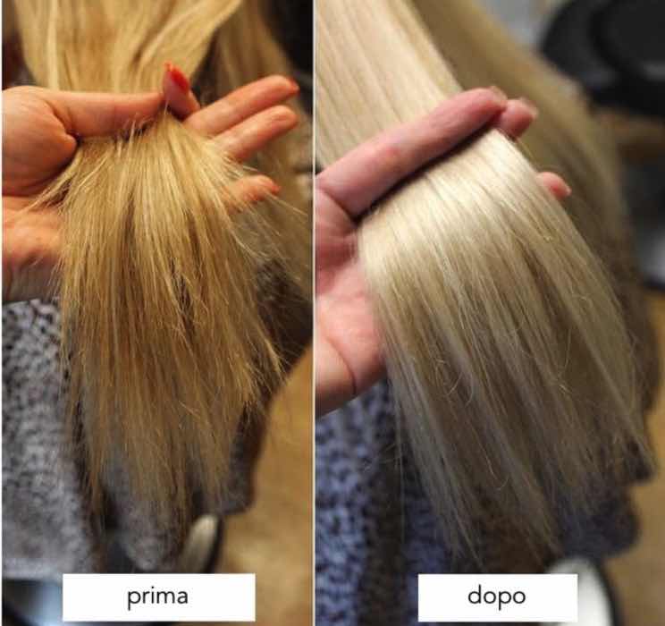 olaplex prima e dopo ciocca